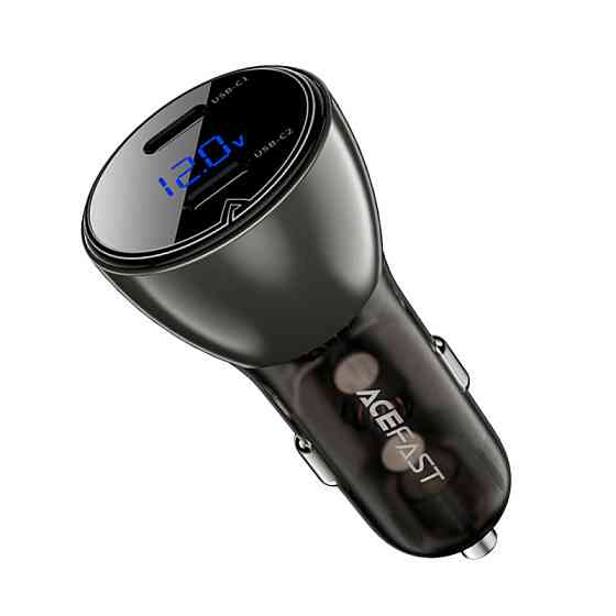 Автомобільний зарядний пристрій ACEFAST B10 metal car charger 60W (USB-C + USB-C) with digital display Black Киев