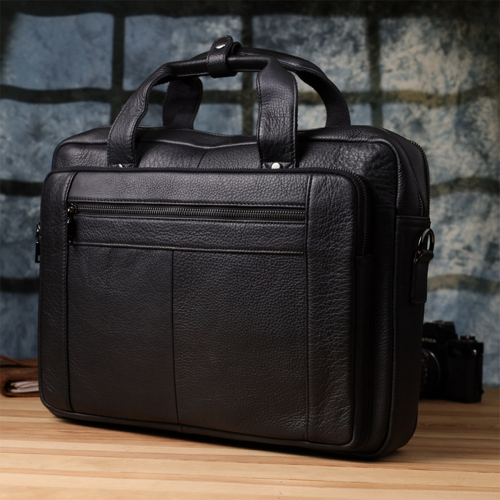 Портфель для чоловіків з натуральної шкіри Vintage 23042 Чорний Київ - фото 2