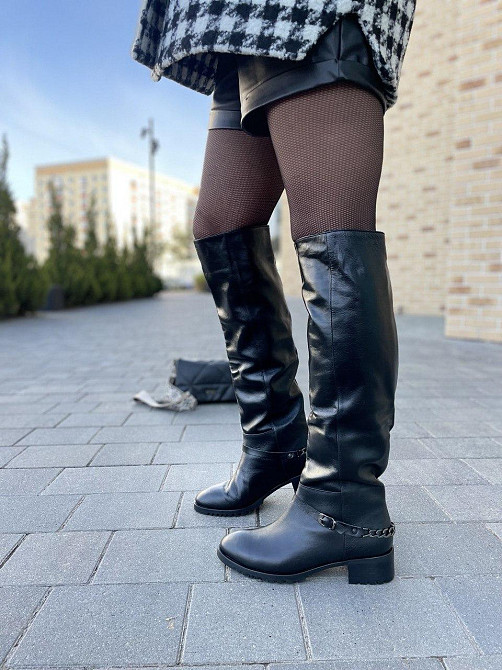 Valiente Чоботи жіночі VALIENTE чорні натуральна шкіра висота 46см обхват 35-36см розмір 38р. ( Коломия - фото 3