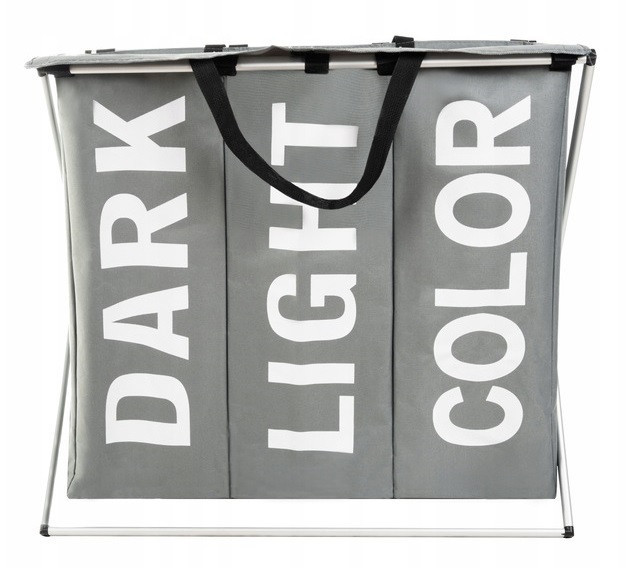 Кошик для білизни зі складною рамою 3 відділення Ruhhy (12257) Сірий Нововолинськ - фото 3