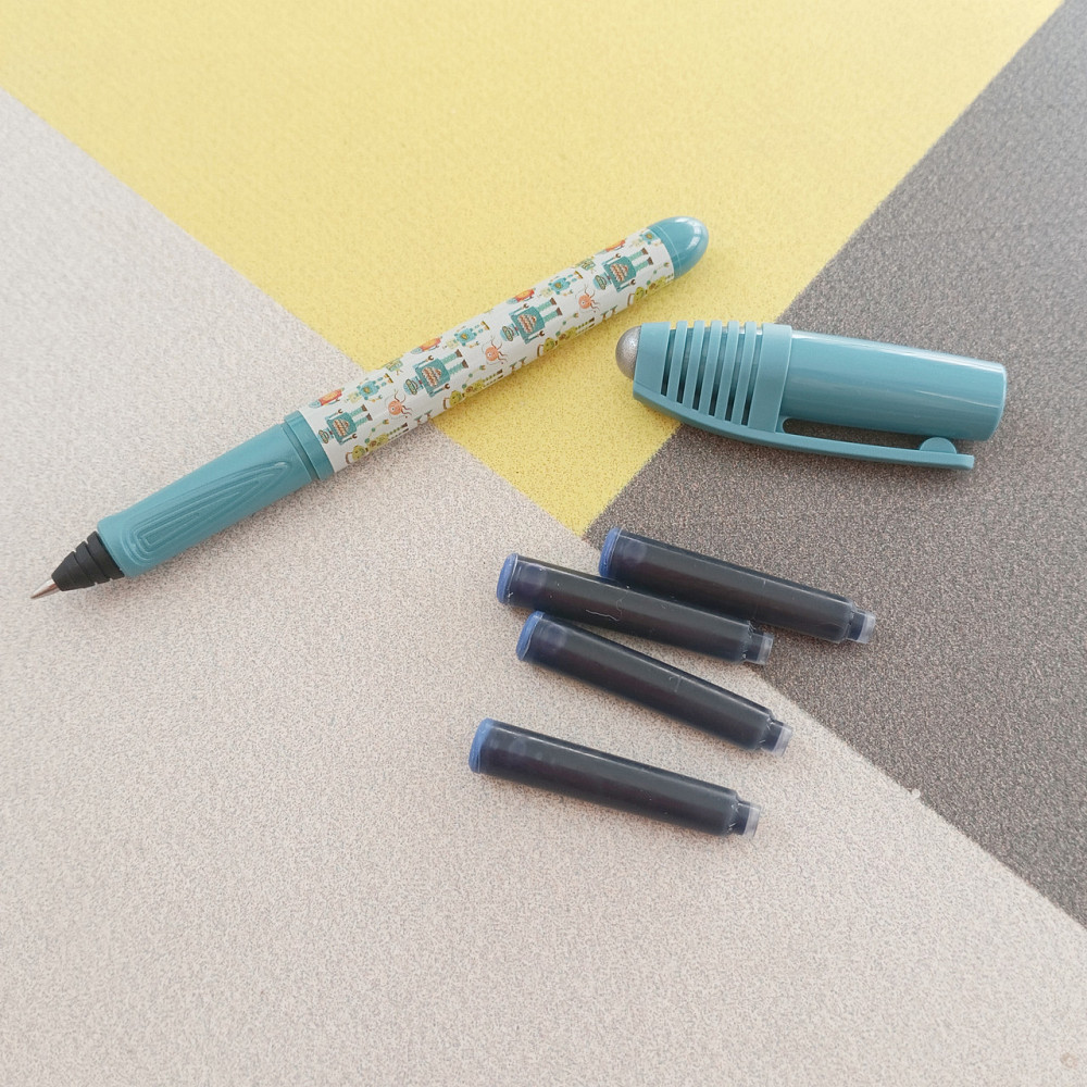 Ручка чорнильна Schneider РОЛЕР закрите перо та 4 капсули синій Київ - фото 1