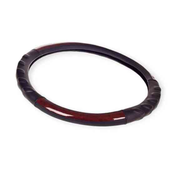 Чехол s кожзам (35 - 37 см) черный 2 вставки под дерево, 2 рефленные руля Мукачево