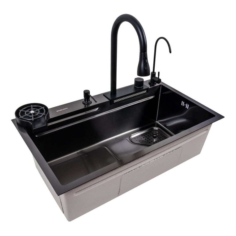 Кухонна мийка 75*46F чорна PVD Valeso Handmade "Водоспад" Fly rain Коломыя - изображение 3