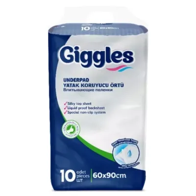 Пелюшки для малюків Giggles 60х90 см 10 шт (8680131202027) Вінниця