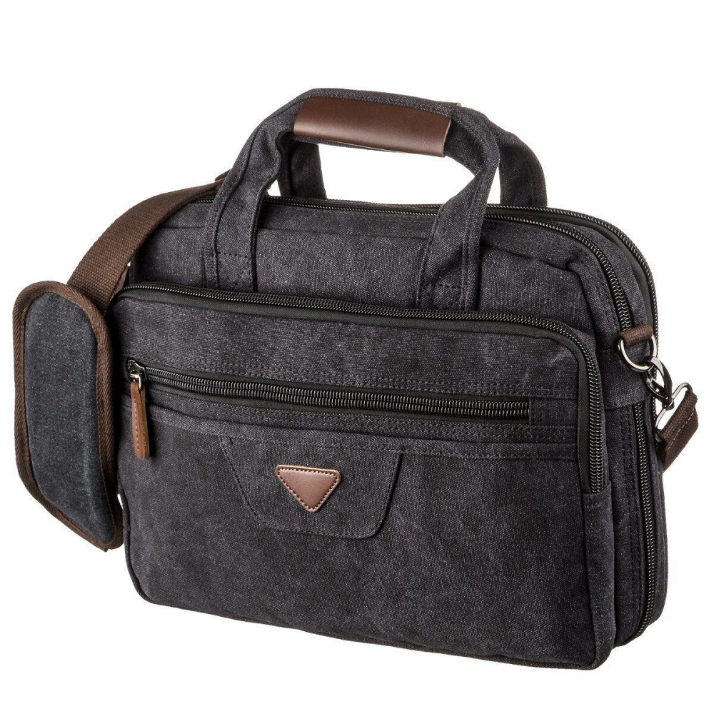 Сумка текстильна для ноутбука на два відділення Чорна (Vintage) Київ - фото 5