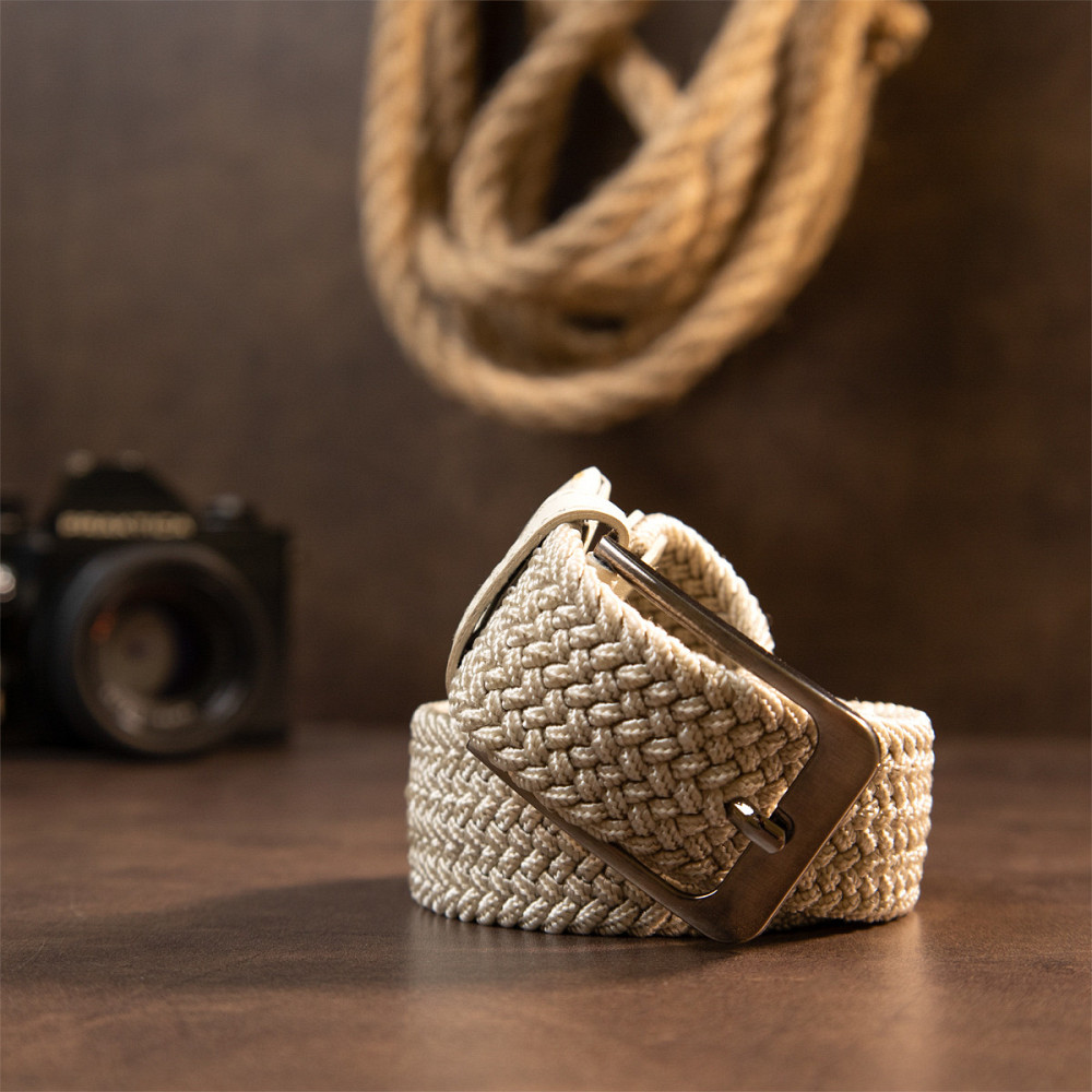 Текстильный мужской ремень классика Vintage 20528 Белый Киев - изображение 8