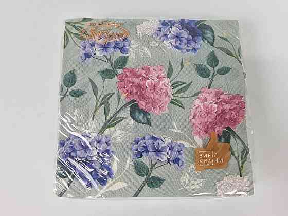 Двухслойная цветочная салфетка (ЗЗхЗЗ, 16шт)  La Fleur Гортензия(1400) (1 пачка) Харьков