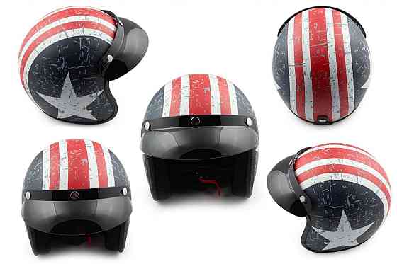 Шлем открытый (с козырьком, size:L, бело-синий) Мукачево