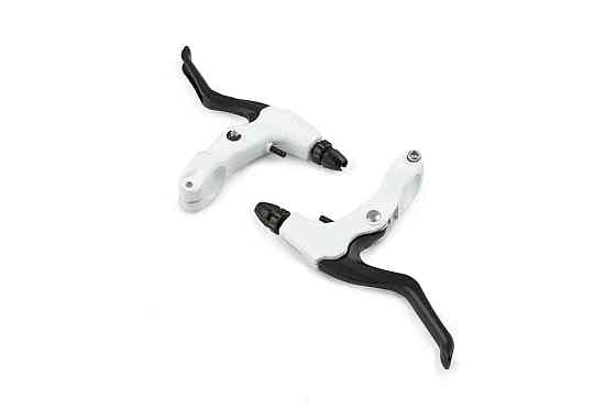 Рычаги руля велосипедные (пара, с креплением) (бело-ченые) Мукачево