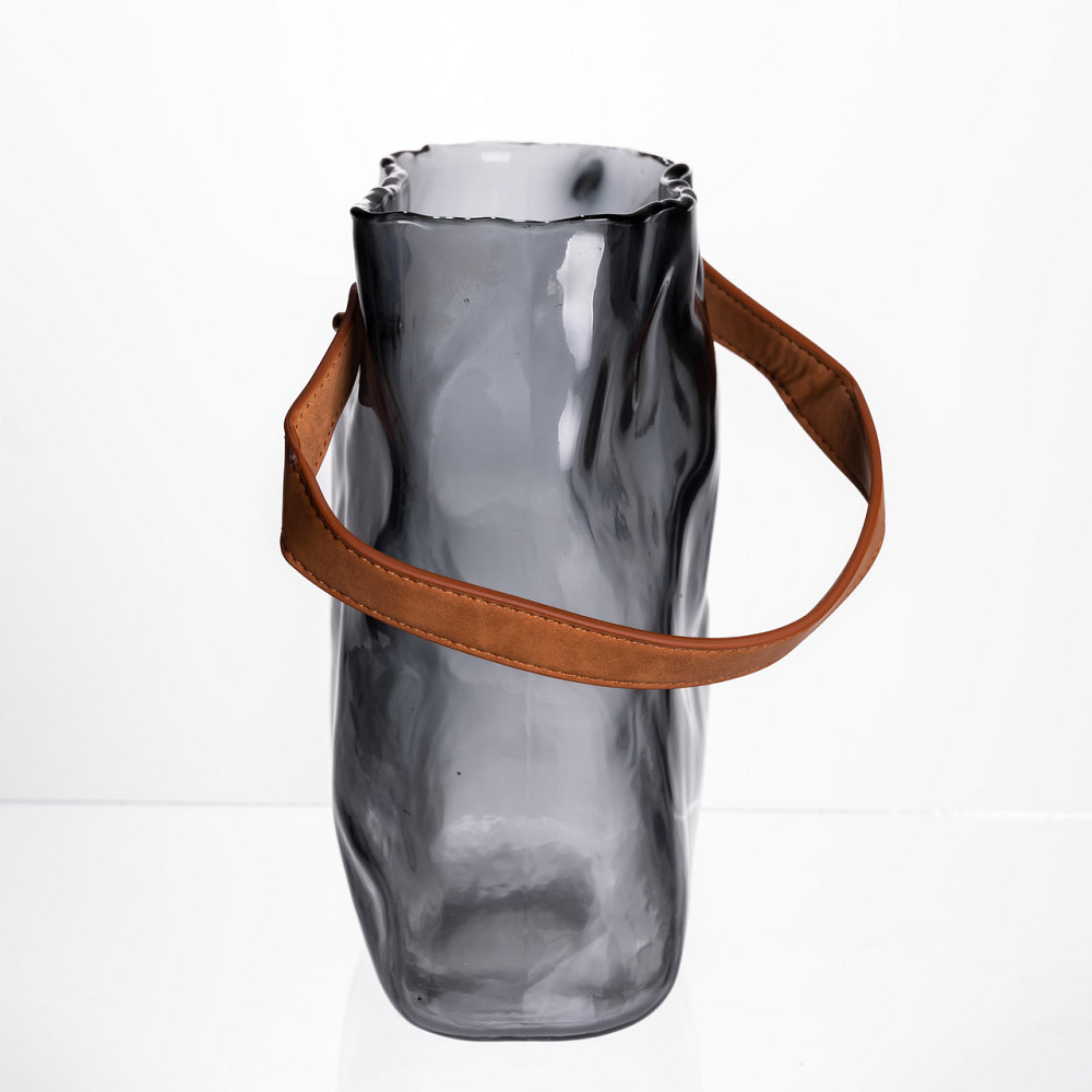 Подарункова скляна ваза сумочка з ручкою 18×9×25 (см) декоративна Сірий HP-19-157-2 Коломыя - изображение 3