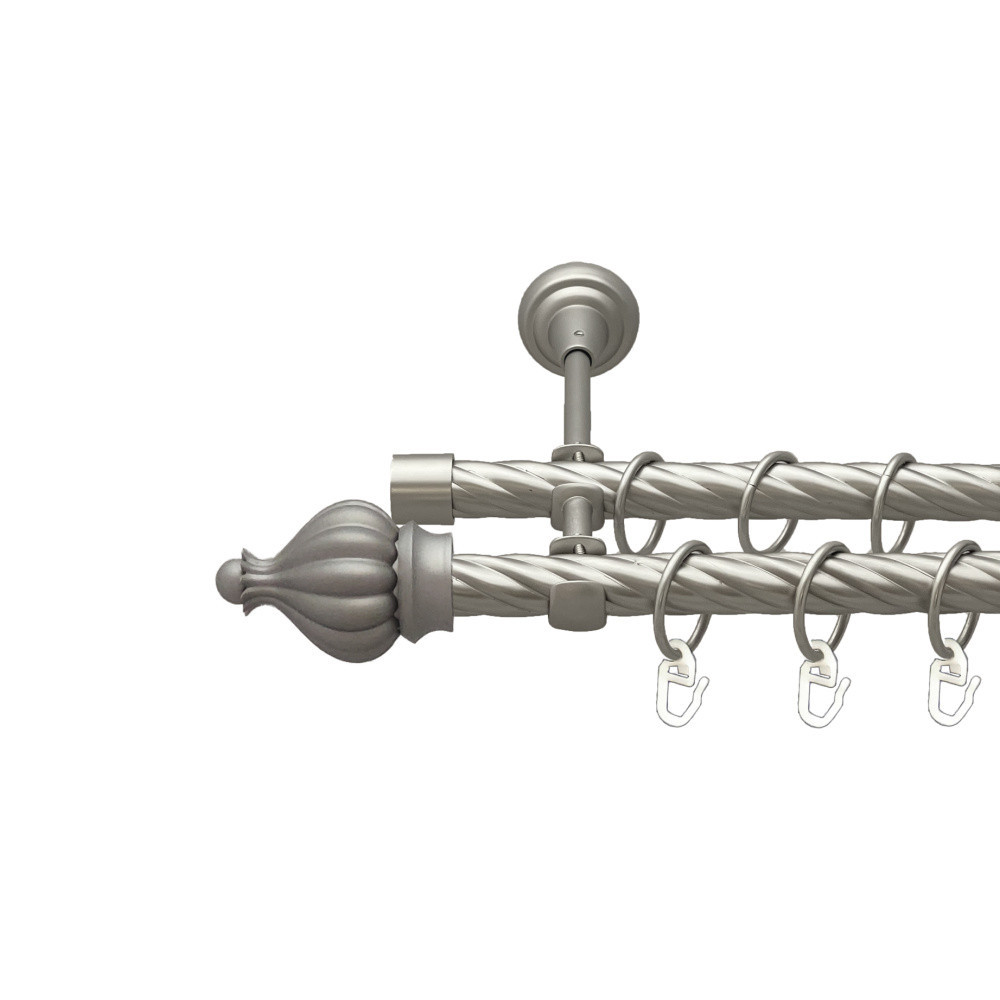 Карниз Orvit Таджа металевий дворядний відкритий скручена труба кільце металеве Сатин 19\19 мм 160 см (00-00023238) Львів - фото 1