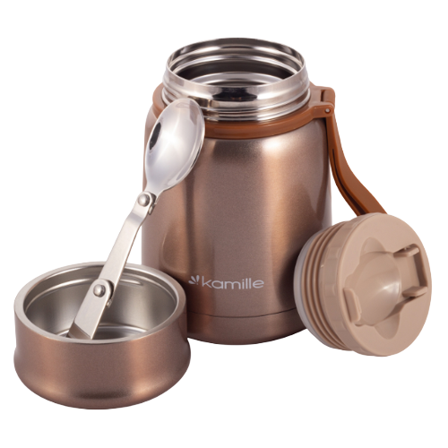 Термос харчовий 530мл нержавіюча сталь (сірий, золотий) KAMILLE 2099 Житомир - изображение 2