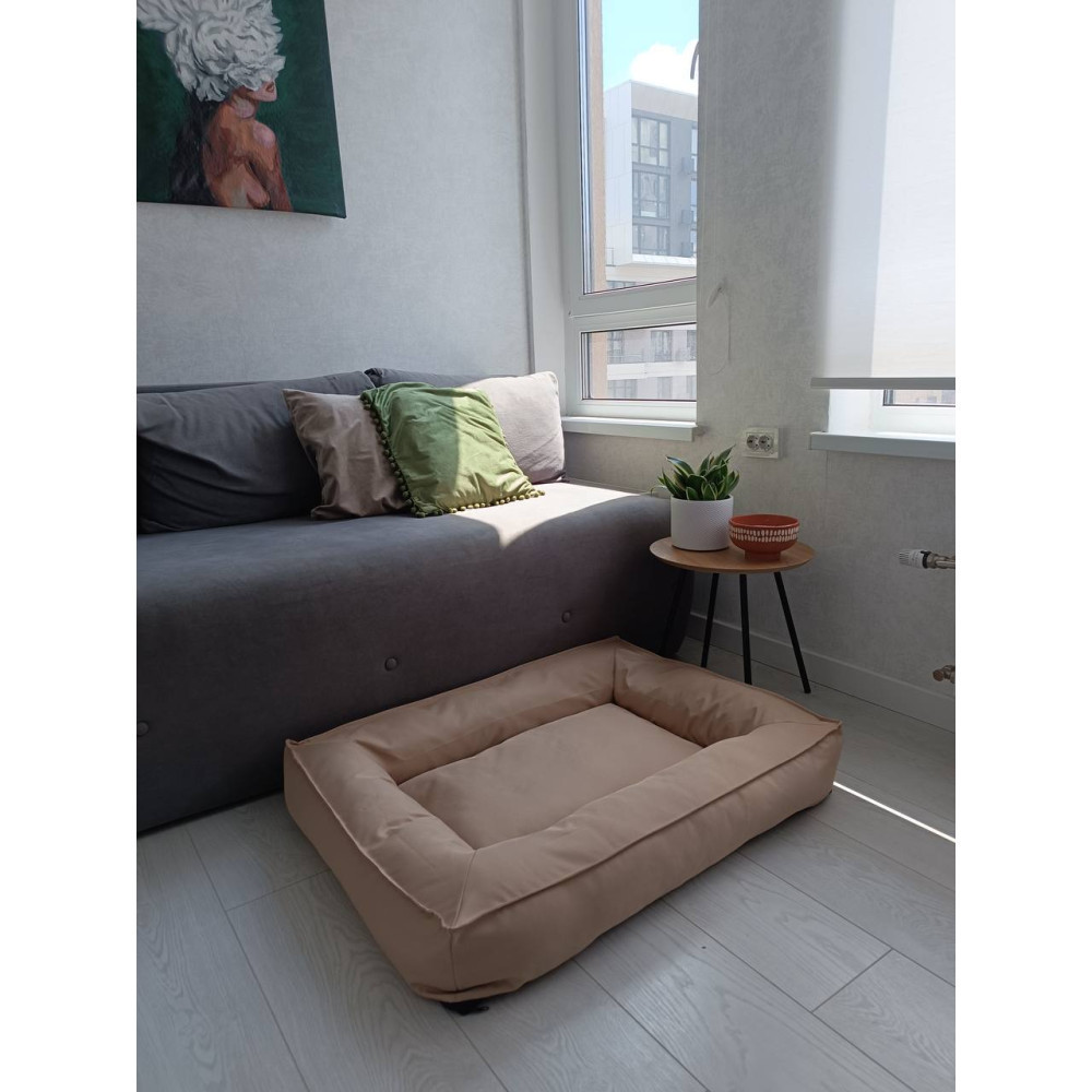 Водонепроникний лежак лежанка спальне місце для тварин зі знімним чохлом бежевий S (60см) Київ - фото 4