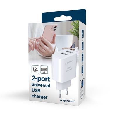 Зарядное устройство Gembird 2 USB-A 5V/2.4A (12W) white (TA-UC-2A12-01) Винница - изображение 6
