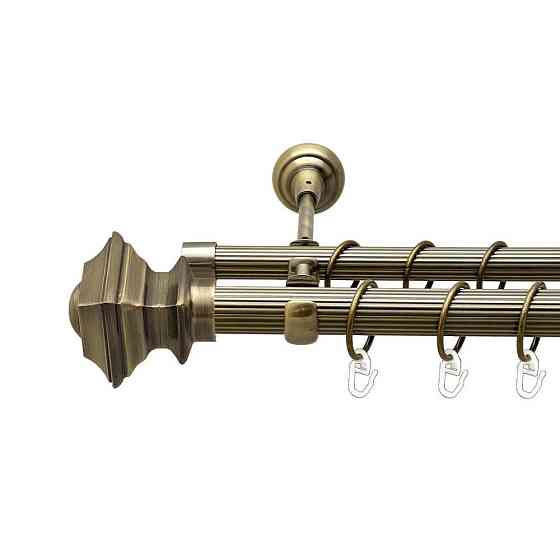 Карниз Orvit Борджеза металевий дворядний відкритий рифлена труба кільце металеве Антик 25\19 мм 300 см Львов