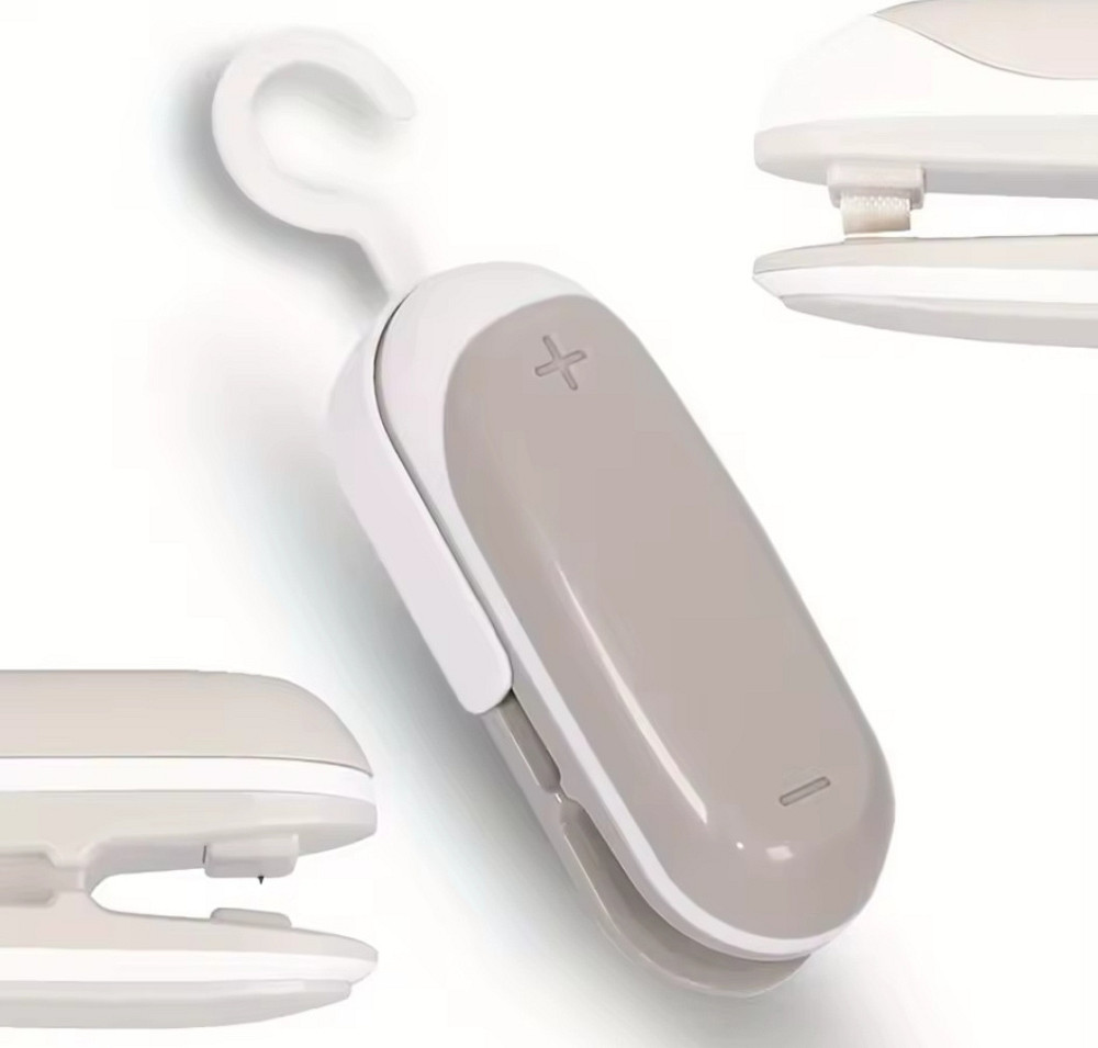 Термо-запайщик мини для пакетов 2 в 1 с ножом 10 см серый с белым Киев - изображение 2