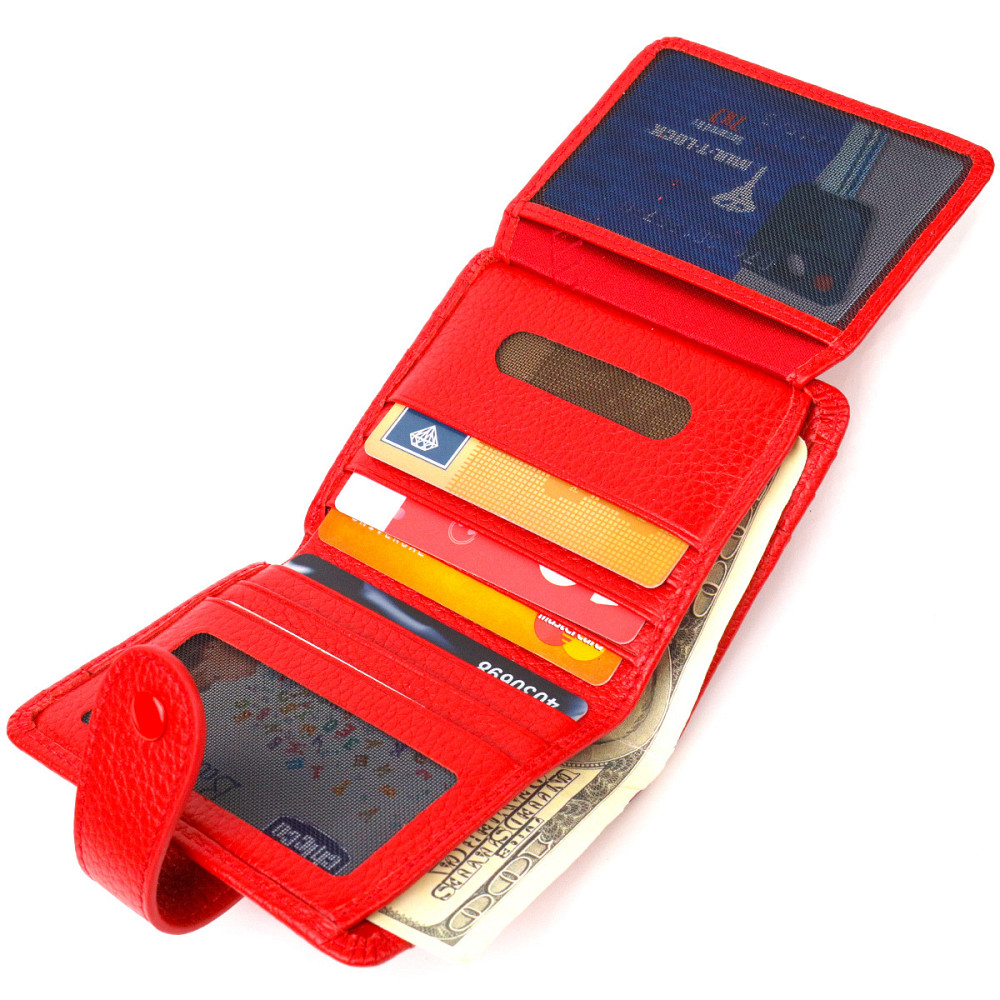 Яркий женский кошелек из натуральной зернистой кожи CANPELLINI 21690 Красный Киев - изображение 7