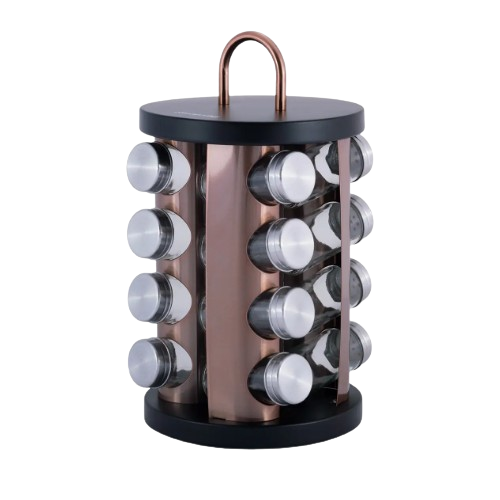 Набір для спецій 16шт на круглій підставці чорний/мідний KAMILLE 7041 Житомир - изображение 1