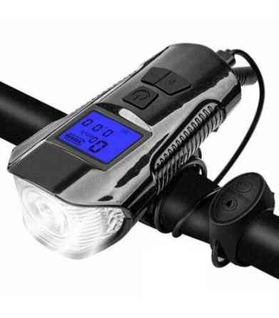 Вело ліхтар + комп'ютер + дзвінок XA-585-T6+2LED micro USB вбудований акумулятор (4 режим) Київ