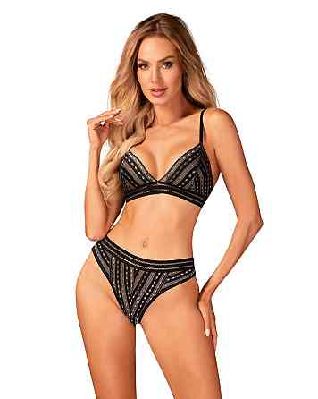 Комплект білизни Obsessive Natilya 2-pcs set M/L, black, бюстгальтер, трусики Sex Aura Київ
