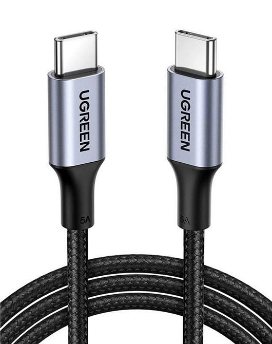 Кабель UGREEN US316 USB-C - USB-C 2.0 Cable 100W алюмінієві конектори, плетений 1.5m, колір сірий UGR-70428 Одеса - фото 1