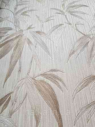 Шпалери вінілові на паперовій основі Zambaiti C88137 ABITAT бамбук листя бежевий молочний сріблястий Київ