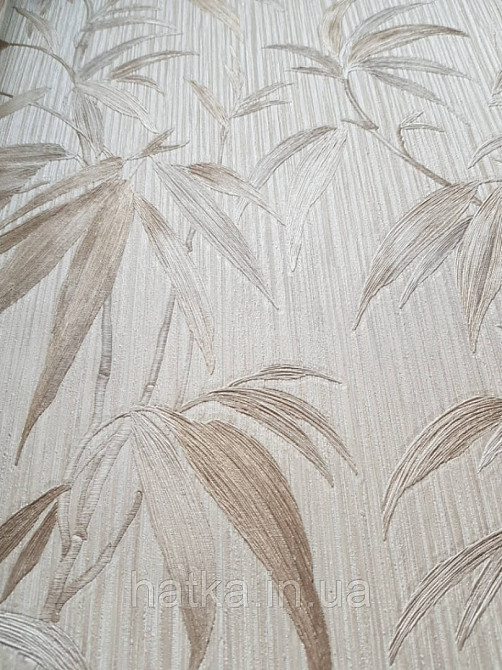 Шпалери вінілові на паперовій основі Zambaiti C88137 ABITAT бамбук листя бежевий молочний сріблястий Київ - фото 2