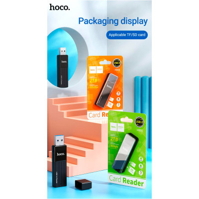 Зчитувач флеш-карт HOCO USB3.0 to microSD, microSDHC, microSDXC, SD, SDHC, SDXC, HB20 Black (6931474735218) Вінниця - фото 10