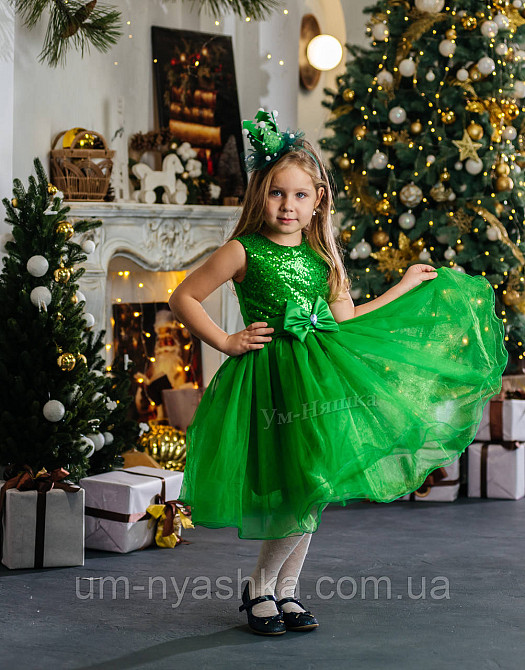 Зеленое пышное платье Весны, платье Цветочка, Ёлочка-Пайетки-Бантик Кривой Рог - изображение 3