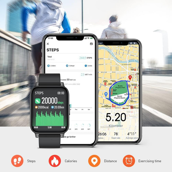 Розумний годинник Smart Watch Hero Smart Band 3 P36 IP67 Black з Німеччини Дніпро - фото 5