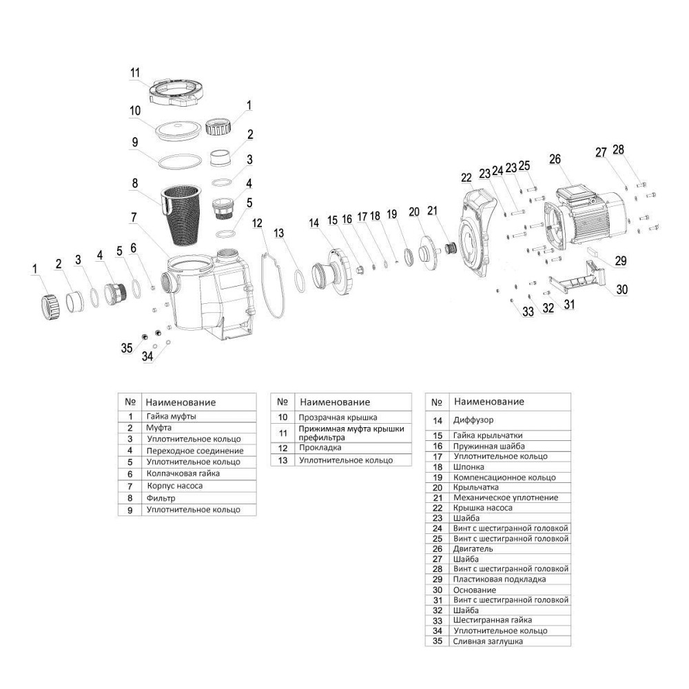 Насос для бассейна Aquaviva LX PRO SWPA400T (33 м3/ч 4 HP. 380 В) Киев - изображение 2