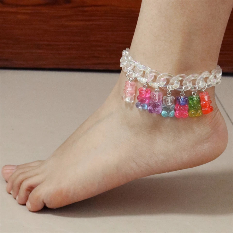 Браслет з желейними ведмедиками на ногу 20 см різнобарвний Київ - фото 1