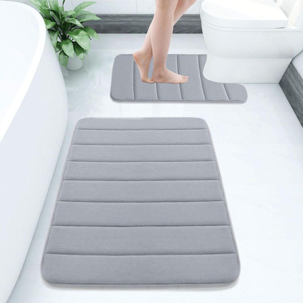 Набор 2 коврика для ванной Aquarius с эффектом памяти 50х80 см, U-образный 50х50 см Серый в полоску Буча - изображение 1