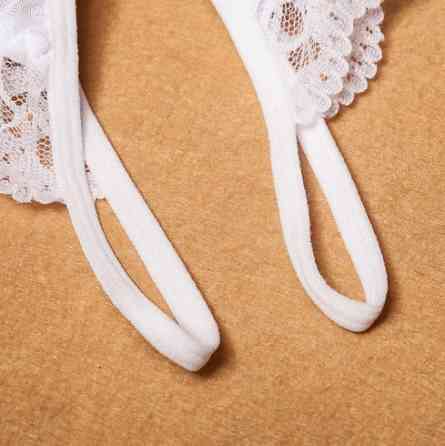 Еротичні трусики білі жіночі з розрізом - розмір універсальний, резинка до 100см Київ