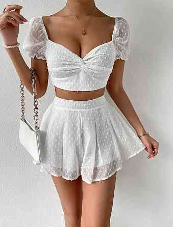 Жіночий романтичний костюм двійка: топ і спідниця-шорти ролекс жатка Одеса