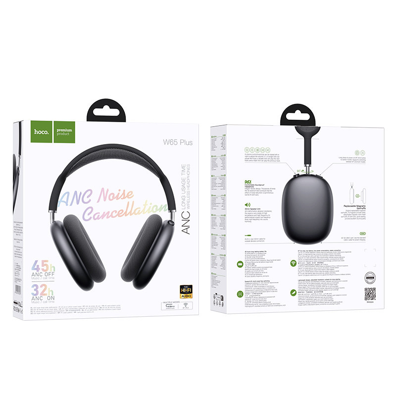 Бездротові накладні навушники HOCO W65 Plus Happy ANC BT headphones Deep Space Gray Одеса - фото 2