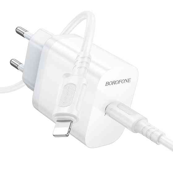 Мережевий зарядний пристрій з кабелем BOROFONE BA99A Breeze single port PD20W charger set(C to iP) White Одеса