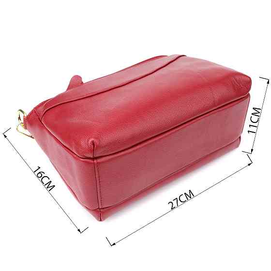 Женская сумка с твердым дном из натуральной кожи Vintage 22982 Красный Киев