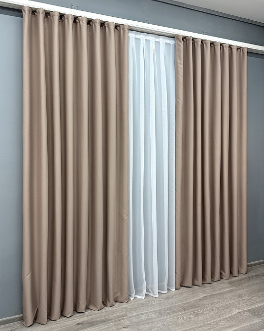 Комплект готовых штор VR-Textil Блэкаут Midnight № 1824ш Светлое какао 100х290 см 2 шт (31-931) Киев - изображение 4