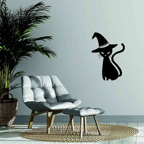 Декоративне настінне Панно «Кіт», Декор на стіну 90*62 см, Чорний Київ