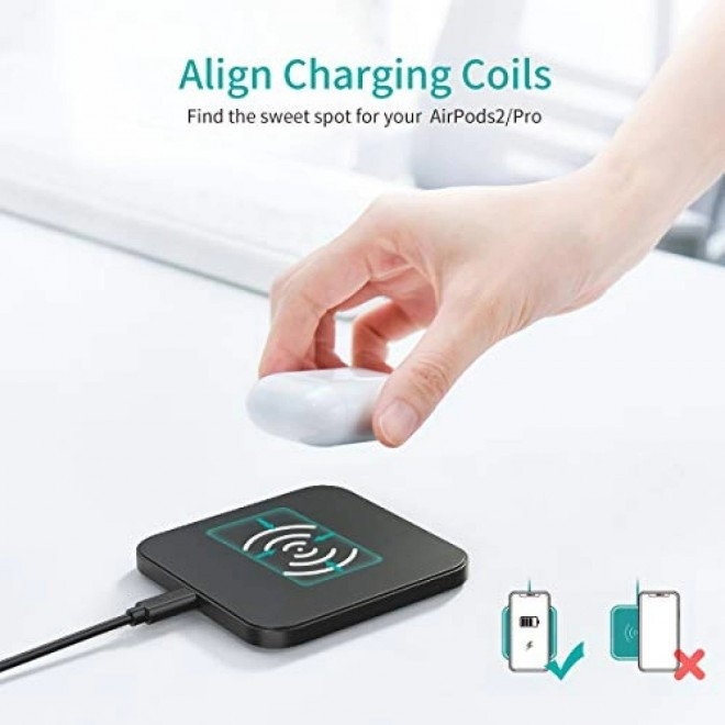 Беспроводная зарядка CHOETECH 2-в-1, подставка коврик 10W Qi для iPhone Samsung AirPods комплект с 2 Киев - изображение 6