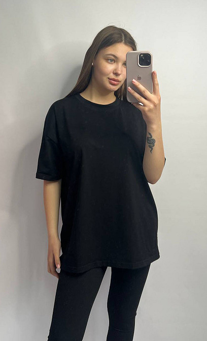 Футболка базовая оверсайз Черный 3XL/4XL Харьков - изображение 4