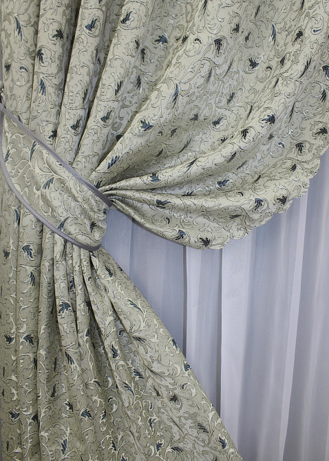 Комплект готових штор VR-Textil Жакард № 1586ш Сатин 140х270 см 2 шт (33-0454) Киев - изображение 5