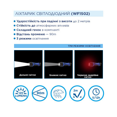 Ліхтар Westinghouse 3W LED WF1502 + 4 x AAA LR03 (WF1502-4LR03TB) Вінниця - фото 3