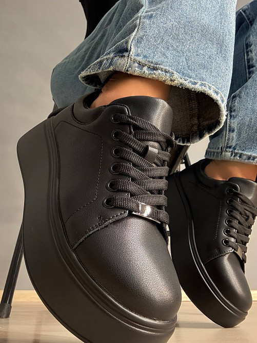 Кеды женские Hengji 537-5 кожаные на платформе черные, 41, 26 см Киев - изображение 14