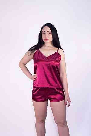 Пижама женская атласная Бордовый S Харьков