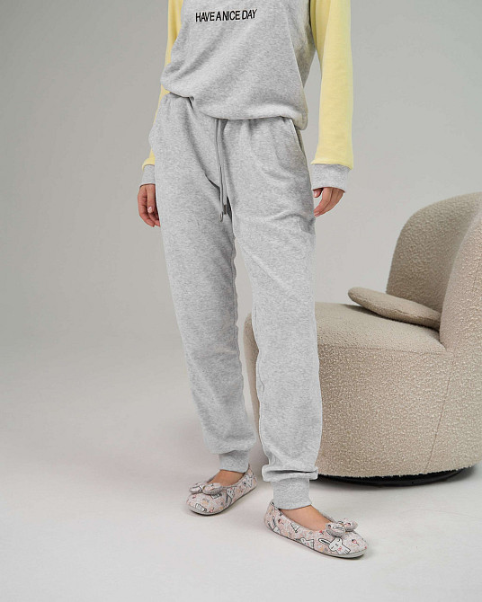 Женская пижама со штанами Nicolette Три котика - Велюр 87125 L, Желтый Киев - изображение 8