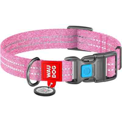 Нашийник для тварин WAUDOG Re-cotton з QR паспортом світловідбивний Ш 20 мм Д 28-40 см рожевий (02887) Вінниця