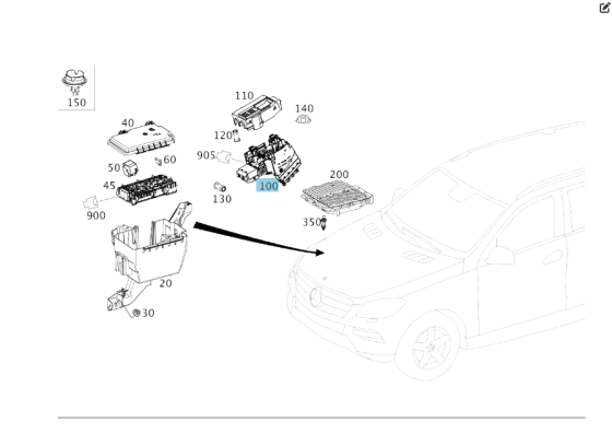 Mercedes-Benz  A1665405202 Блок запобіжників та плюсовий клем для прикурювання в моторному відсіку праворуч ML/GLE W166 GLE Coupe C292 GL/GLS X166 Одеса