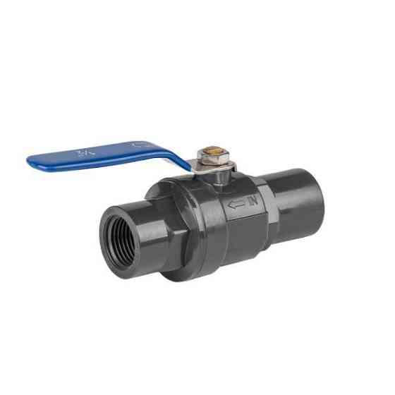 Кран кульовий рівнопрохідний, РВ 1/2", для труб ПВХ PN10, з SS ручкою, DSRA10V1SF12F12SS Київ
